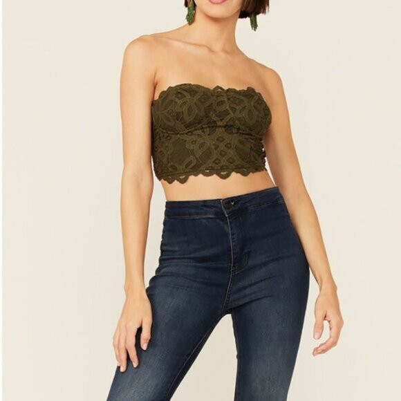 Free People Army Olive Adella Corset Bra bralette size Small - Picture 2 of 13